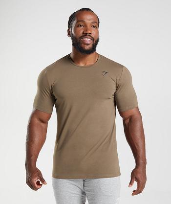 Gymshark Essential Muške T Shirts Smeđe | HR 2511RVD